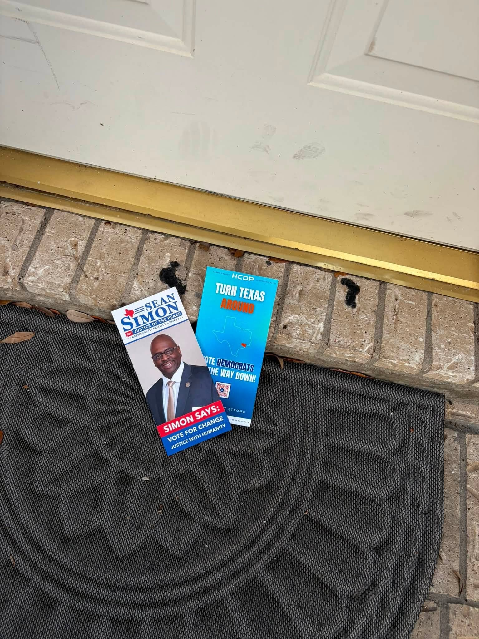 Voter outreach literature delivered during the Northwest Houston canvass