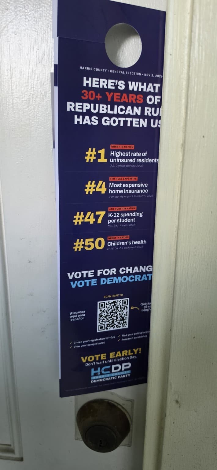 Voter outreach literature shared during the community canvass.