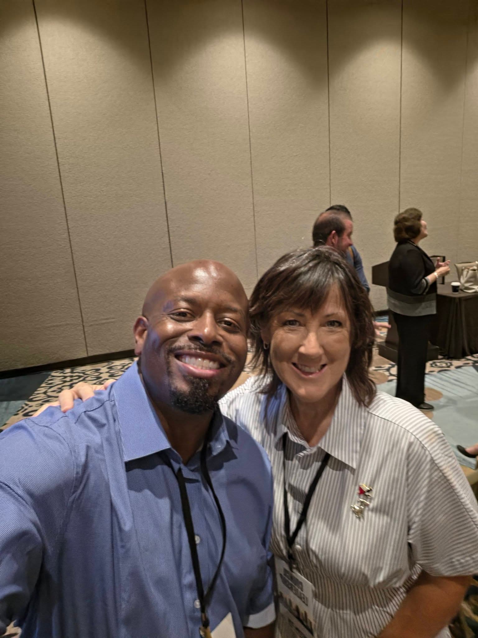 Brandon K. Taylor with a fellow attendee at the DNC meeting in Austin