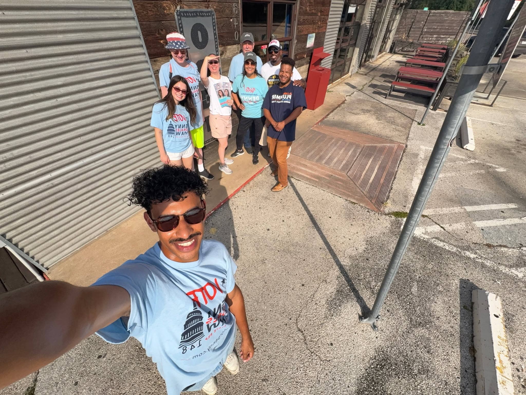 Volunteers gathered during a Precinct 323 weekend canvassing effort